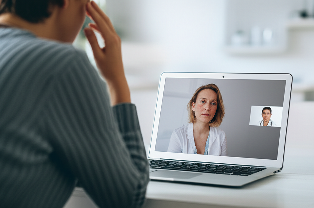 Pessoa consultando oftalmologista online